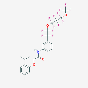 molecular formula C24H20F13NO4 B12483901 2-[5-methyl-2-(propan-2-yl)phenoxy]-N-(3-{1,1,2,2-tetrafluoro-2-[1,1,2,2,3,3-hexafluoro-3-(trifluoromethoxy)propoxy]ethyl}phenyl)acetamide 