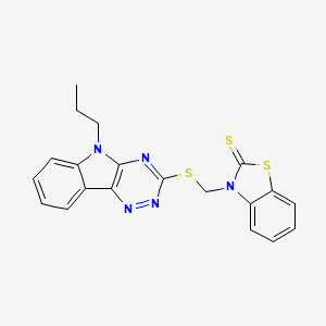 molecular formula C20H17N5S3 B12483924 3-{[(5-propyl-5H-[1,2,4]triazino[5,6-b]indol-3-yl)sulfanyl]methyl}-1,3-benzothiazole-2(3H)-thione 