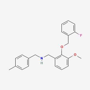 molecular formula C23H24FNO2 B12484065 1-{2-[(2-fluorobenzyl)oxy]-3-methoxyphenyl}-N-(4-methylbenzyl)methanamine 