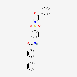 molecular formula C27H22N2O4S B12484087 N-{4-[(2-oxo-2-phenylethyl)sulfamoyl]phenyl}biphenyl-4-carboxamide 