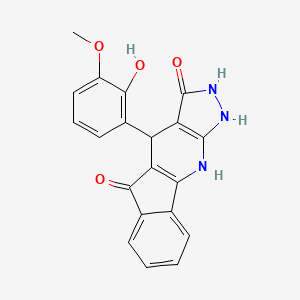 4-(2-Hydroxy-3-methoxyphenyl)-1,2,4,10-tetrahydroindeno[1,2-b]pyrazolo[4,3-e]pyridine-3,5-dione