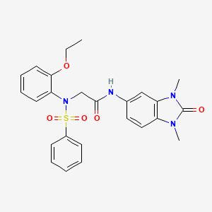 molecular formula C25H26N4O5S B12484147 N-(1,3-dimethyl-2-oxo-2,3-dihydro-1H-benzimidazol-5-yl)-N~2~-(2-ethoxyphenyl)-N~2~-(phenylsulfonyl)glycinamide 