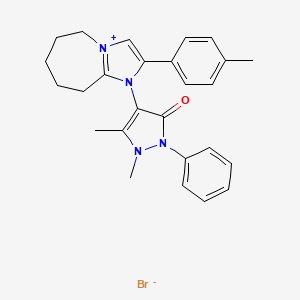 1-(1,5-dimethyl-3-oxo-2-phenyl-2,3-dihydro-1H-pyrazol-4-yl)-2-(4-methylphenyl)-6,7,8,9-tetrahydro-5H-imidazo[1,2-a]azepin-1-ium bromide