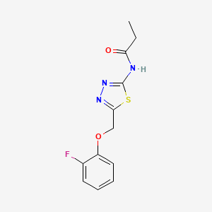 molecular formula C12H12FN3O2S B12484280 N-{5-[(2-fluorophenoxy)methyl]-1,3,4-thiadiazol-2-yl}propanamide 