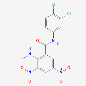 molecular formula C14H10Cl2N4O5 B12484287 N-(3,4-dichlorophenyl)-2-(methylamino)-3,5-dinitrobenzamide 