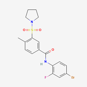 N-(4-bromo-2-fluorophenyl)-4-methyl-3-(pyrrolidin-1-ylsulfonyl)benzamide