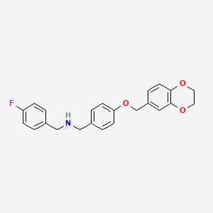 molecular formula C23H22FNO3 B12484322 1-[4-(2,3-dihydro-1,4-benzodioxin-6-ylmethoxy)phenyl]-N-(4-fluorobenzyl)methanamine 