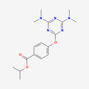 molecular formula C17H23N5O3 B12484383 Propan-2-yl 4-{[4,6-bis(dimethylamino)-1,3,5-triazin-2-yl]oxy}benzoate 