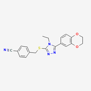 molecular formula C20H18N4O2S B12484420 4-({[5-(2,3-dihydro-1,4-benzodioxin-6-yl)-4-ethyl-4H-1,2,4-triazol-3-yl]sulfanyl}methyl)benzonitrile 