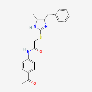 molecular formula C21H21N3O2S B12484452 N-(4-acetylphenyl)-2-[(5-benzyl-4-methyl-1H-imidazol-2-yl)sulfanyl]acetamide 