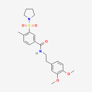 molecular formula C22H28N2O5S B12484474 N-[2-(3,4-dimethoxyphenyl)ethyl]-4-methyl-3-(pyrrolidin-1-ylsulfonyl)benzamide 