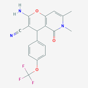 2-amino-6,7-dimethyl-5-oxo-4-[4-(trifluoromethoxy)phenyl]-5,6-dihydro-4H-pyrano[3,2-c]pyridine-3-carbonitrile