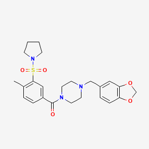 [4-(1,3-Benzodioxol-5-ylmethyl)piperazin-1-yl][4-methyl-3-(pyrrolidin-1-ylsulfonyl)phenyl]methanone