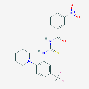 molecular formula C20H19F3N4O3S B12484551 3-nitro-N-{[2-(piperidin-1-yl)-5-(trifluoromethyl)phenyl]carbamothioyl}benzamide 