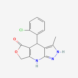 molecular formula C15H12ClN3O2 B12484570 4-(2-chlorophenyl)-3-methyl-1,4,7,8-tetrahydro-5H-furo[3,4-b]pyrazolo[4,3-e]pyridin-5-one 