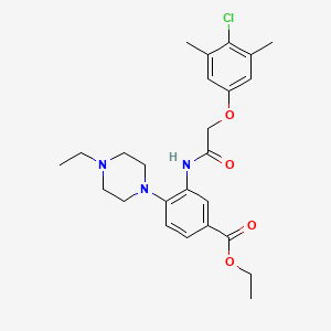 molecular formula C25H32ClN3O4 B12484605 Ethyl 3-{[(4-chloro-3,5-dimethylphenoxy)acetyl]amino}-4-(4-ethylpiperazin-1-yl)benzoate 