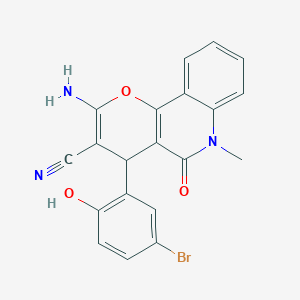 molecular formula C20H14BrN3O3 B12484669 2-amino-4-(5-bromo-2-hydroxyphenyl)-6-methyl-5-oxo-5,6-dihydro-4H-pyrano[3,2-c]quinoline-3-carbonitrile 