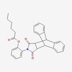 molecular formula C30H27NO4 B12484689 2-(16,18-Dioxo-17-azapentacyclo[6.6.5.0~2,7~.0~9,14~.0~15,19~]nonadeca-2,4,6,9,11,13-hexaen-17-yl)phenyl hexanoate (non-preferred name) 