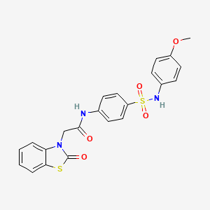 molecular formula C22H19N3O5S2 B12484694 N-{4-[(4-methoxyphenyl)sulfamoyl]phenyl}-2-(2-oxo-1,3-benzothiazol-3(2H)-yl)acetamide 