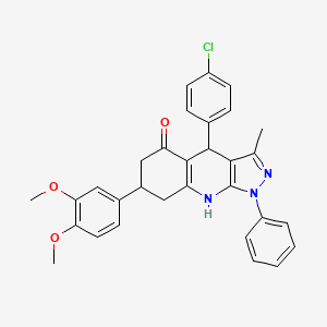 4-(4-chlorophenyl)-7-(3,4-dimethoxyphenyl)-3-methyl-1-phenyl-1,4,6,7,8,9-hexahydro-5H-pyrazolo[3,4-b]quinolin-5-one