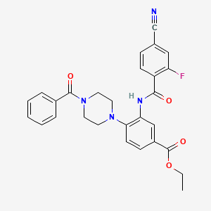 molecular formula C28H25FN4O4 B12484775 Ethyl 3-{[(4-cyano-2-fluorophenyl)carbonyl]amino}-4-[4-(phenylcarbonyl)piperazin-1-yl]benzoate 