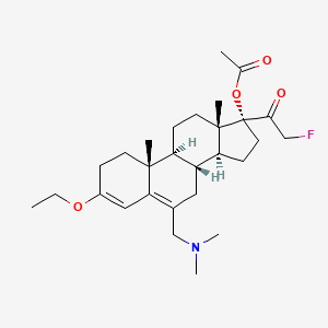 molecular formula C28H42FNO4 B1248484 [(8R,9S,10R,13S,14S,17R)-6-[(dimethylamino)methyl]-3-ethoxy-17-(2-fluoroacetyl)-10,13-dimethyl-1,2,7,8,9,11,12,14,15,16-decahydrocyclopenta[a]phenanthren-17-yl] acetate 