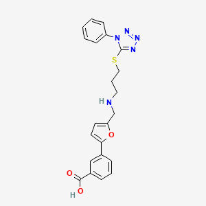 3-{5-[({3-[(1-phenyl-1H-tetrazol-5-yl)sulfanyl]propyl}amino)methyl]furan-2-yl}benzoic acid