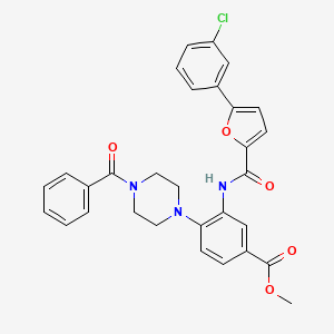 molecular formula C30H26ClN3O5 B12484998 Methyl 3-({[5-(3-chlorophenyl)furan-2-yl]carbonyl}amino)-4-[4-(phenylcarbonyl)piperazin-1-yl]benzoate 