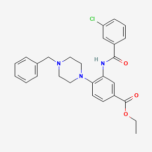 molecular formula C27H28ClN3O3 B12485035 Ethyl 4-(4-benzylpiperazin-1-yl)-3-{[(3-chlorophenyl)carbonyl]amino}benzoate 