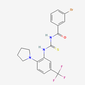 molecular formula C19H17BrF3N3OS B12485065 3-bromo-N-{[2-(pyrrolidin-1-yl)-5-(trifluoromethyl)phenyl]carbamothioyl}benzamide 