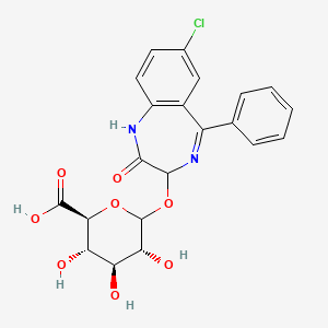 molecular formula C21H19ClN2O8 B1248513 (2S,3S,4S,5R)-6-[(7-chloro-2-oxo-5-phenyl-1,3-dihydro-1,4-benzodiazepin-3-yl)oxy]-3,4,5-trihydroxyoxane-2-carboxylic acid 