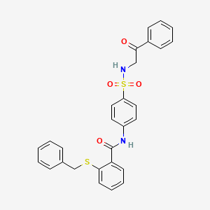 2-(benzylsulfanyl)-N-{4-[(2-oxo-2-phenylethyl)sulfamoyl]phenyl}benzamide