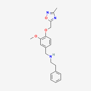 molecular formula C20H23N3O3 B12485237 N-{3-methoxy-4-[(3-methyl-1,2,4-oxadiazol-5-yl)methoxy]benzyl}-2-phenylethanamine 