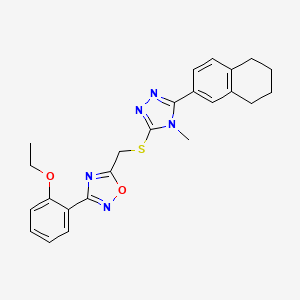 molecular formula C24H25N5O2S B12485279 3-(2-ethoxyphenyl)-5-({[4-methyl-5-(5,6,7,8-tetrahydronaphthalen-2-yl)-4H-1,2,4-triazol-3-yl]sulfanyl}methyl)-1,2,4-oxadiazole 