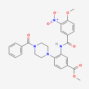 molecular formula C27H26N4O7 B12485301 Methyl 3-{[(4-methoxy-3-nitrophenyl)carbonyl]amino}-4-[4-(phenylcarbonyl)piperazin-1-yl]benzoate 