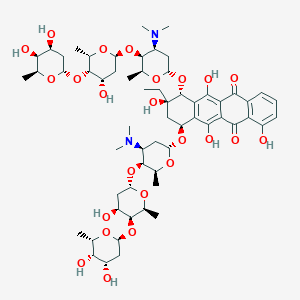 molecular formula C60H88N2O24 B1248533 (7S,9R,10R)-7,10-bis[[(2S,4S,5S,6S)-5-[(2S,4S,5S,6S)-5-[(2S,4S,5S,6S)-4,5-dihydroxy-6-methyloxan-2-yl]oxy-4-hydroxy-6-methyloxan-2-yl]oxy-4-(dimethylamino)-6-methyloxan-2-yl]oxy]-9-ethyl-4,6,9,11-tetrahydroxy-8,10-dihydro-7H-tetracene-5,12-dione 
