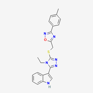 3-[4-ethyl-5-({[3-(4-methylphenyl)-1,2,4-oxadiazol-5-yl]methyl}sulfanyl)-1,2,4-triazol-3-yl]-1H-indole