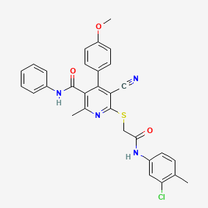 6-({2-[(3-chloro-4-methylphenyl)amino]-2-oxoethyl}sulfanyl)-5-cyano-4-(4-methoxyphenyl)-2-methyl-N-phenylpyridine-3-carboxamide