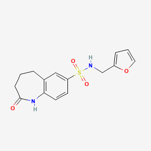 molecular formula C15H16N2O4S B12485384 N-(furan-2-ylmethyl)-2-oxo-2,3,4,5-tetrahydro-1H-1-benzazepine-7-sulfonamide 