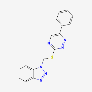 molecular formula C16H12N6S B12485429 1-{[(6-phenyl-1,2,4-triazin-3-yl)sulfanyl]methyl}-1H-benzotriazole 