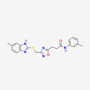 3-(3-{[(5-methyl-1H-benzimidazol-2-yl)sulfanyl]methyl}-1,2,4-oxadiazol-5-yl)-N-(3-methylphenyl)propanamide