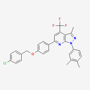 6-{4-[(4-chlorobenzyl)oxy]phenyl}-1-(3,4-dimethylphenyl)-3-methyl-4-(trifluoromethyl)-1H-pyrazolo[3,4-b]pyridine