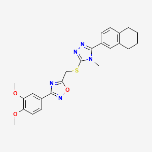 3-(3,4-dimethoxyphenyl)-5-({[4-methyl-5-(5,6,7,8-tetrahydronaphthalen-2-yl)-4H-1,2,4-triazol-3-yl]sulfanyl}methyl)-1,2,4-oxadiazole