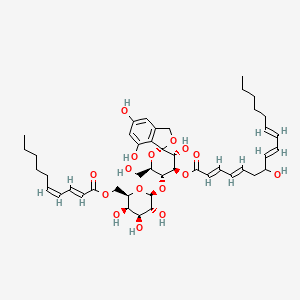 molecular formula C45H62O16 B1248570 [(3S,3'R,4'R,5'R,6'R)-5'-[(2S,3R,4S,5R,6R)-6-[[(2E,4Z)-deca-2,4-dienoyl]oxymethyl]-3,4,5-trihydroxyoxan-2-yl]oxy-3',4,6-trihydroxy-6'-(hydroxymethyl)spiro[1H-2-benzofuran-3,2'-oxane]-4'-yl] (2E,4E,8E,10E)-7-hydroxyhexadeca-2,4,8,10-tetraenoate 