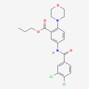 molecular formula C21H22Cl2N2O4 B12485762 Propyl 5-{[(3,4-dichlorophenyl)carbonyl]amino}-2-(morpholin-4-yl)benzoate 