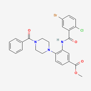 molecular formula C26H23BrClN3O4 B12485835 Methyl 3-{[(5-bromo-2-chlorophenyl)carbonyl]amino}-4-[4-(phenylcarbonyl)piperazin-1-yl]benzoate 