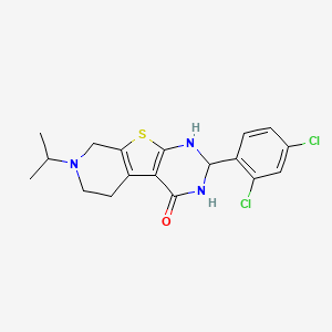 molecular formula C18H19Cl2N3OS B12485860 5-(2,4-dichlorophenyl)-11-propan-2-yl-8-thia-4,6,11-triazatricyclo[7.4.0.02,7]trideca-1(9),2(7)-dien-3-one 