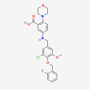 molecular formula C26H26ClFN2O5 B12485916 5-({3-Chloro-4-[(2-fluorobenzyl)oxy]-5-methoxybenzyl}amino)-2-(morpholin-4-yl)benzoic acid 