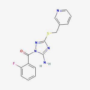 {5-amino-3-[(pyridin-3-ylmethyl)sulfanyl]-1H-1,2,4-triazol-1-yl}(2-fluorophenyl)methanone