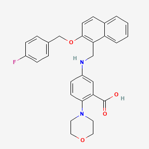 molecular formula C29H27FN2O4 B12485959 5-[({2-[(4-Fluorobenzyl)oxy]naphthalen-1-yl}methyl)amino]-2-(morpholin-4-yl)benzoic acid 